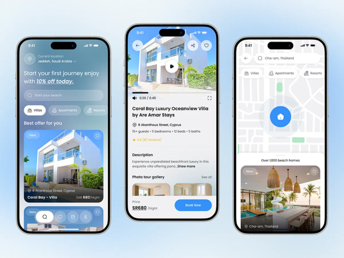 澳门旅游酒店APP手机界面展示多功能预订